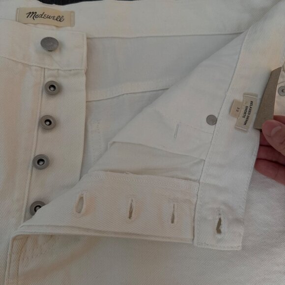 Madewell Relaxed Denim Shorts Women's Mid Rise Button Fly White, Size 32 NWT - Picture 5 of 12